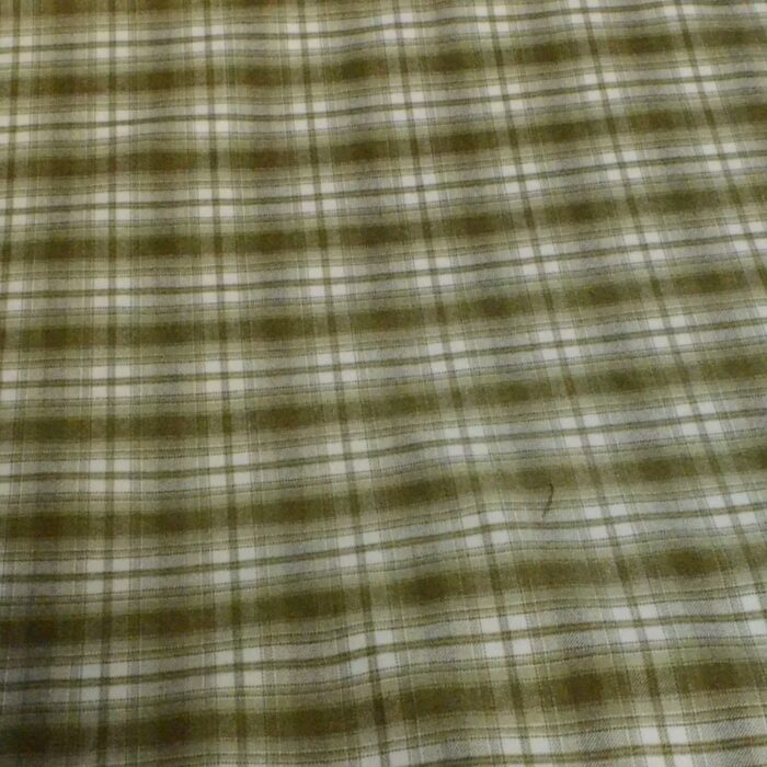 Green & White Large Check Shirt Wool Fabric