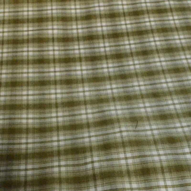 Green & White Large Check Shirt Wool Fabric