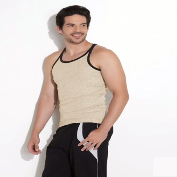 Hanes Beige Black Soft Cotton Racer Back Vest Undershirt Innerwear