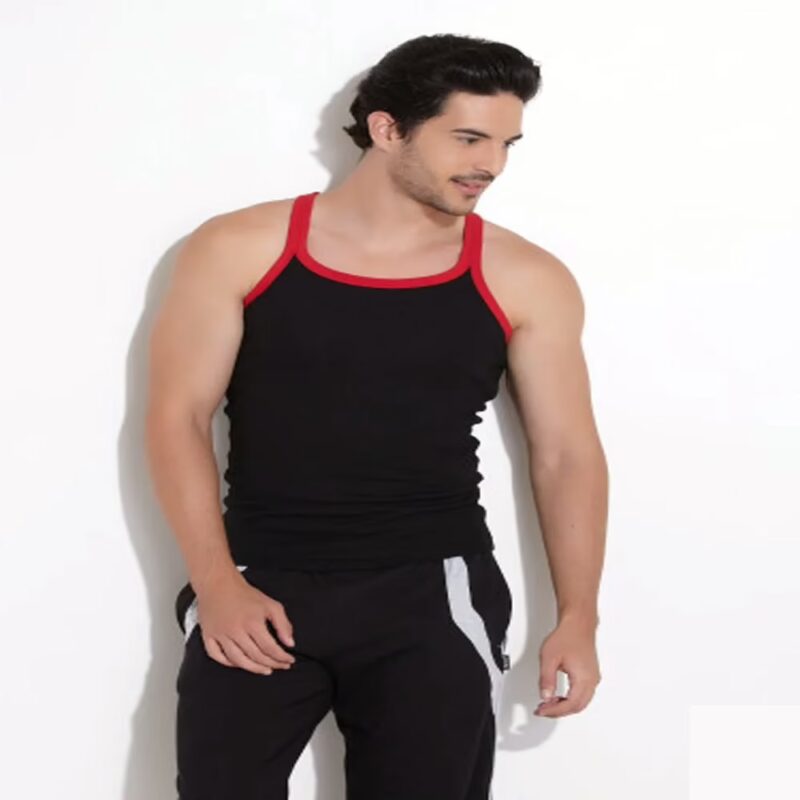 Hanes Black Red Soft Cotton Racer Back Vest Undershirt Innerwear