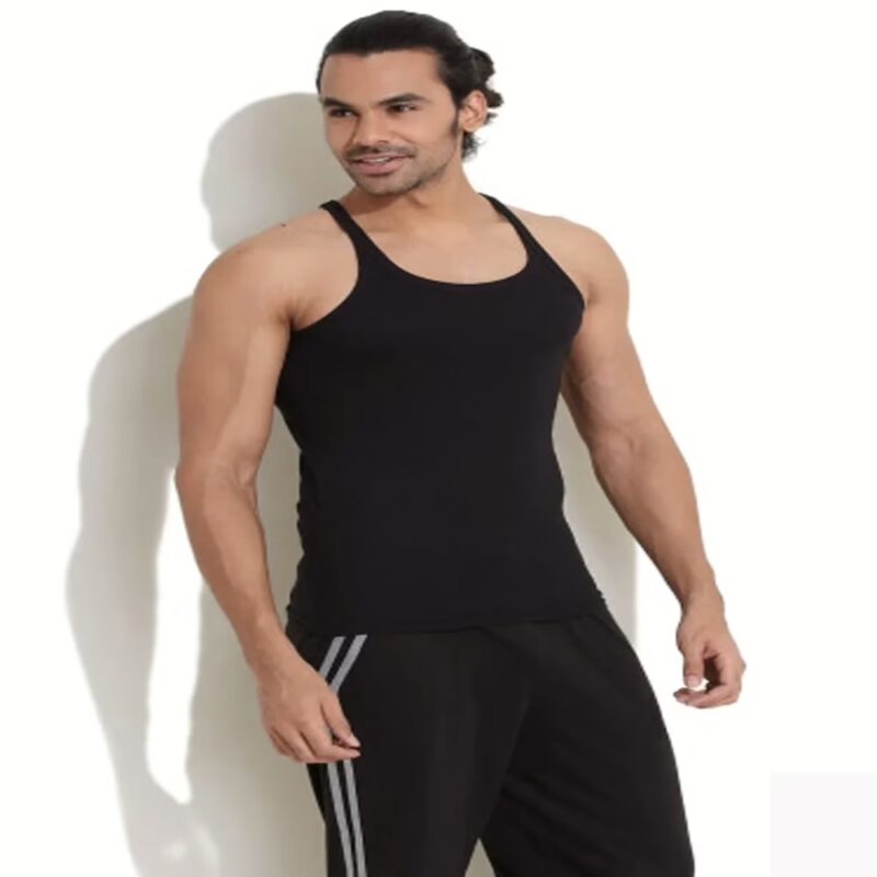 Hanes Black Soft Cotton Racer Back Vest Undershirt Innerwear