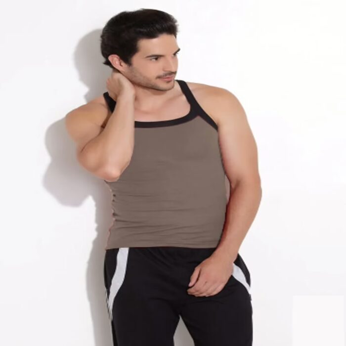 Hanes Light Brown Black Soft Cotton Racer Back Vest Undershirt Innerwear