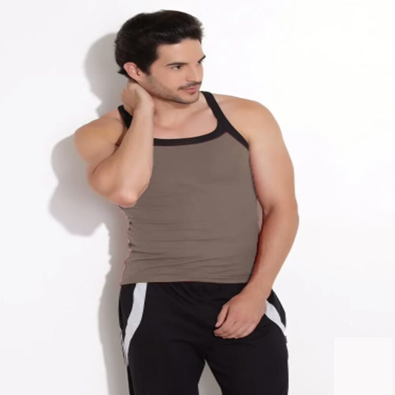 Hanes Light Brown Black Soft Cotton Racer Back Vest Undershirt Innerwear