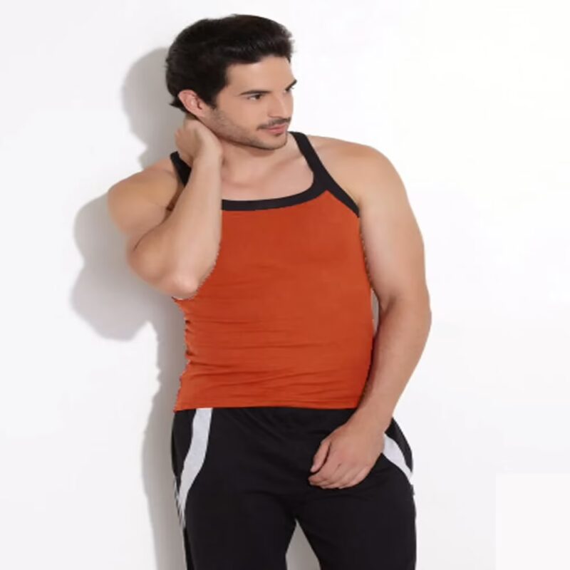 Hanes Orange Black Soft Cotton Racer Back Vest Undershirt Innerwear