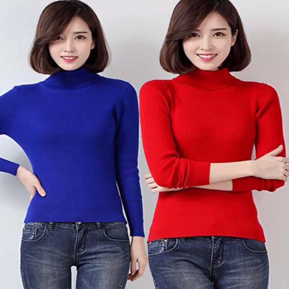 Hot Sale Red Blue High Necked Sweater