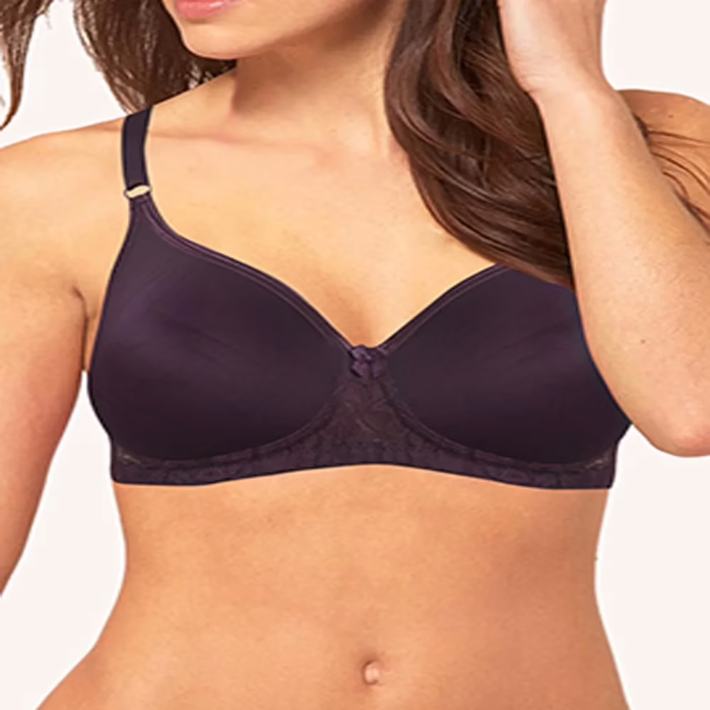 Hushh Dark Brown Soft Padded Lace Bra