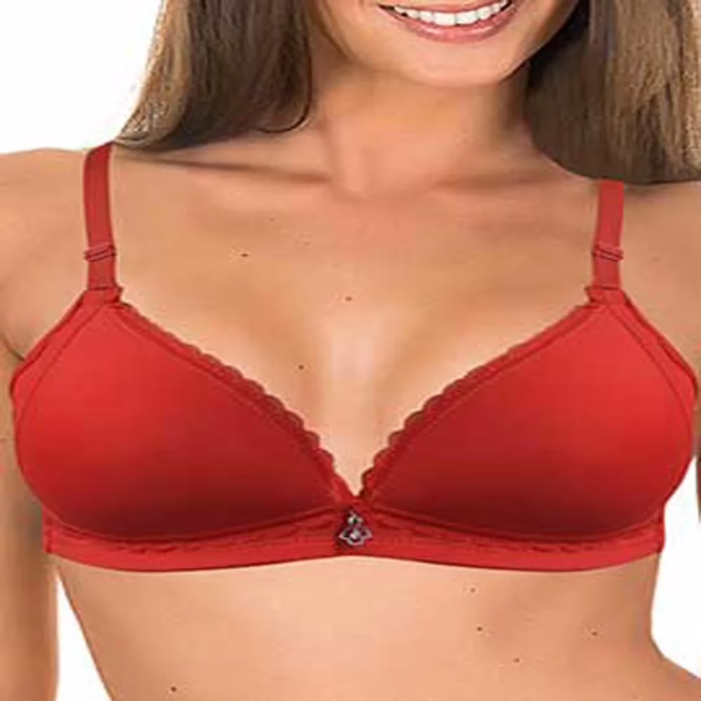 Hushh Hot Red Padded Lacy Bra
