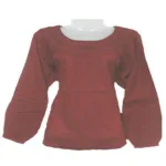 In Town-Lacy Neck Soft Cotton Maroon Short Kurta