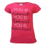 Latest Magenta Short Sleeves Graphic Print Tee