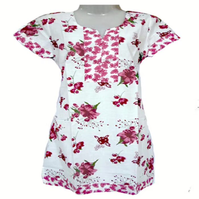 Latest Designer White Floral Print Kurti