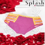 Light Purple Frill Waistband Multicolour Stripes Cotton Panties