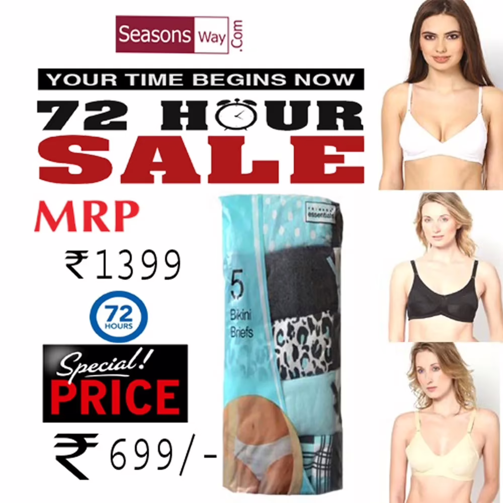 Limited Offer Five Pack Primark Bikini Brief & Vip Feeling Bra