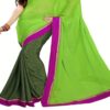 Ambaji Green Colored Georgette Plain Saree - Image 2