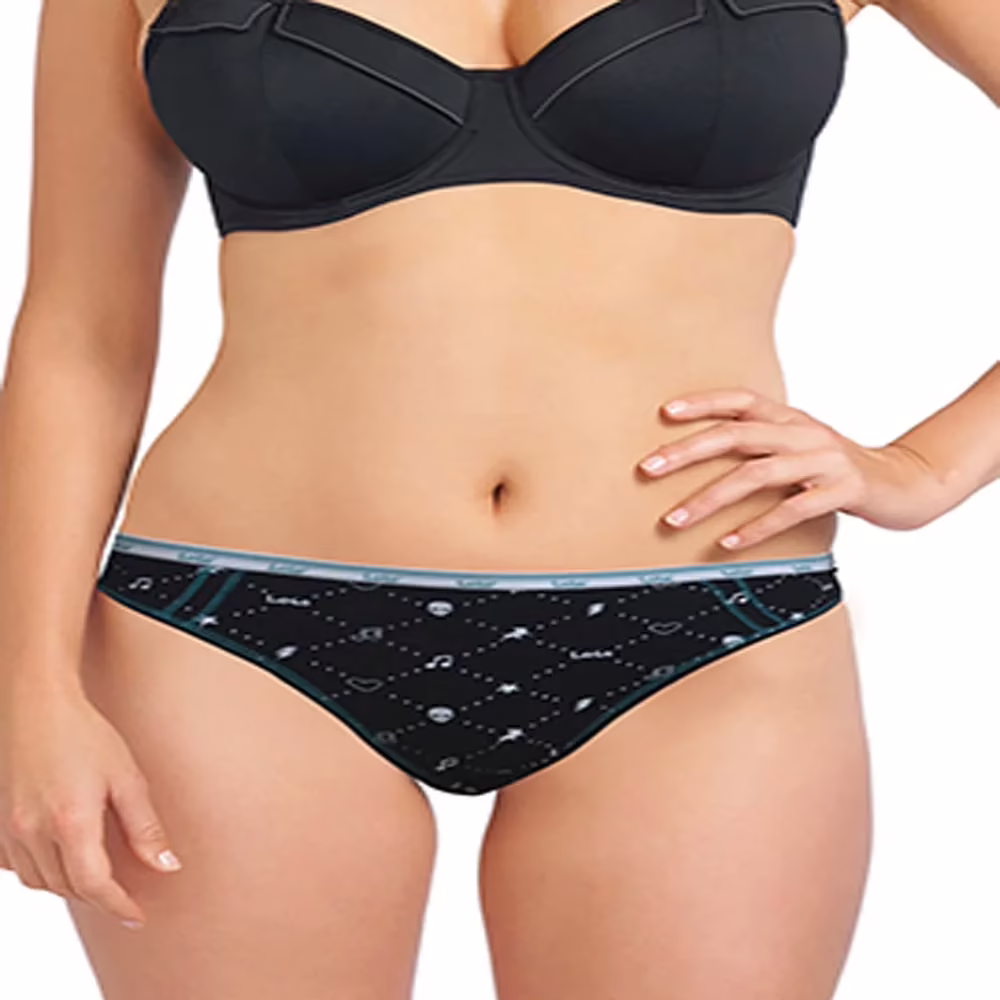 Lois Ravishing Black Printed Thong