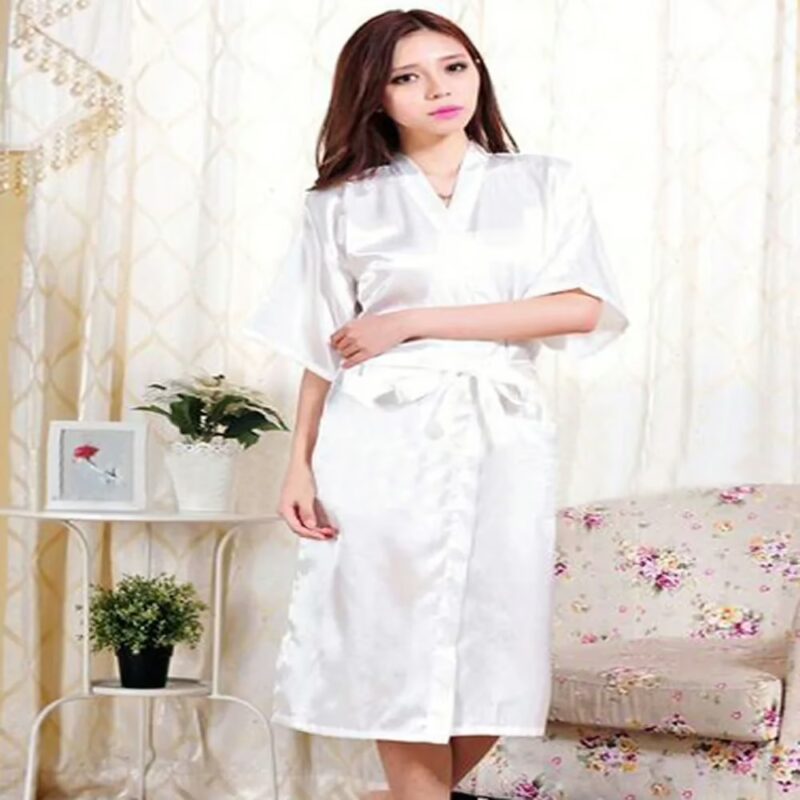 Luxury White Ultra Soft Satin Robe Sleepwear