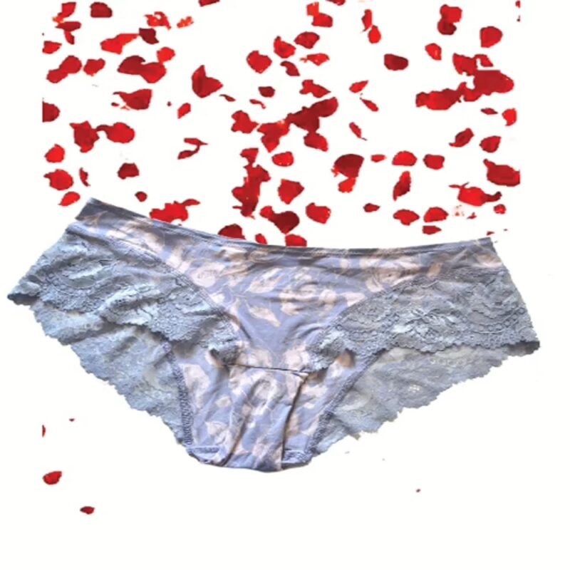 M&S Soft Grey Lace Floral Print Brief Size M