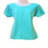 Madisson Turquoise Crochet Short Sleeves Tunic Top-Size XL - Image 2