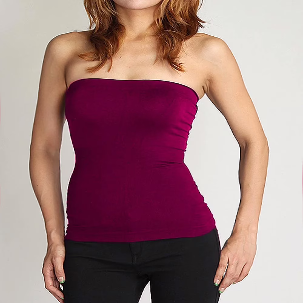 Magenta Seamless Strapless Stretchy Tube Top