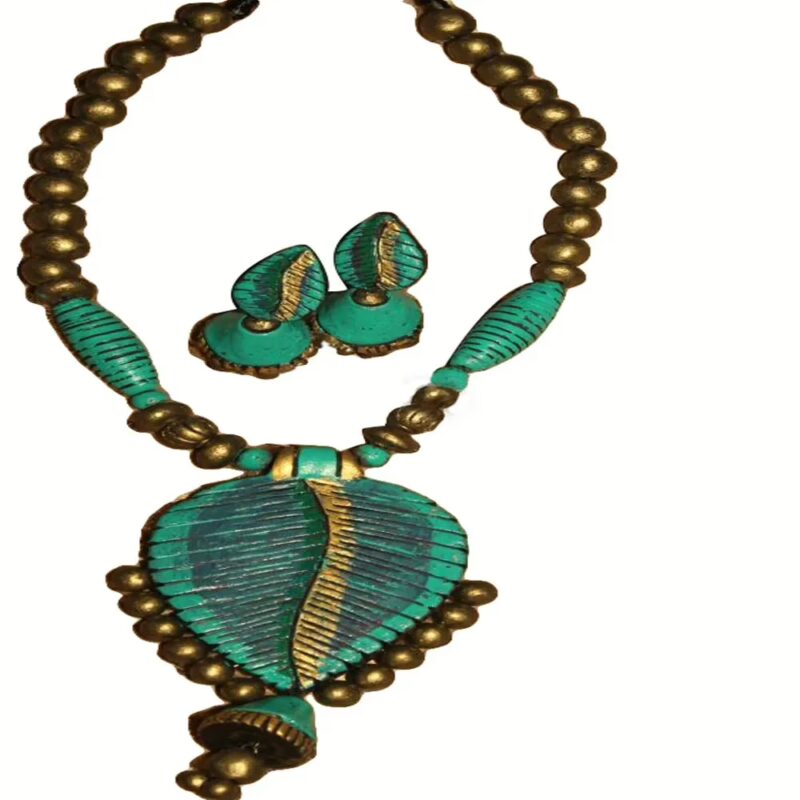 Mango Pendant Terracotta Blue & Green Combo Jewelry Set