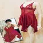 Maroon Ruffle Knee Length Nighty