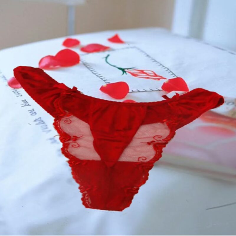 Miss Helen Red Net Sensual Double Bow Thong Size XL-2XL