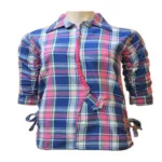 Multicolored Plaid Cotton Three Quarter Sleeves Shirt