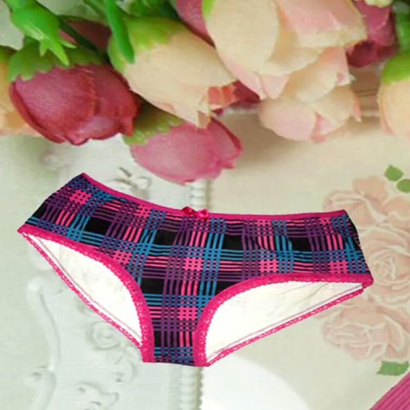 Multicolour Stripes Cotton Lace Magenta Panties