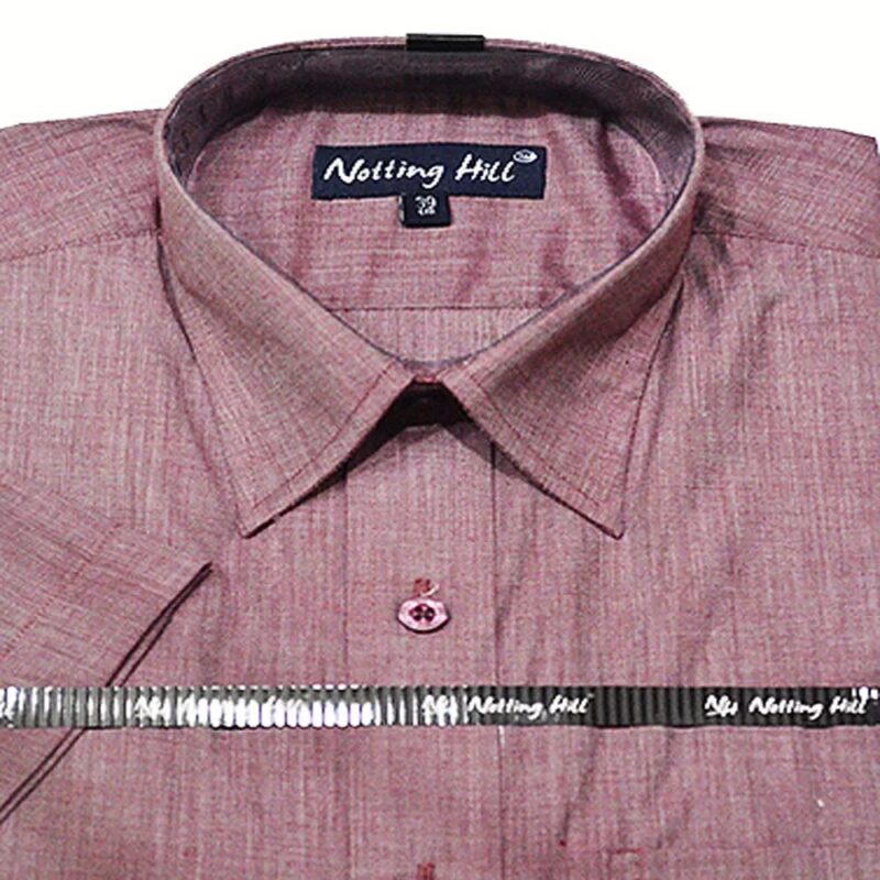 Notting Hill Linen Burgundy Cotton Blend Half Sleeves Shirt-Size 39