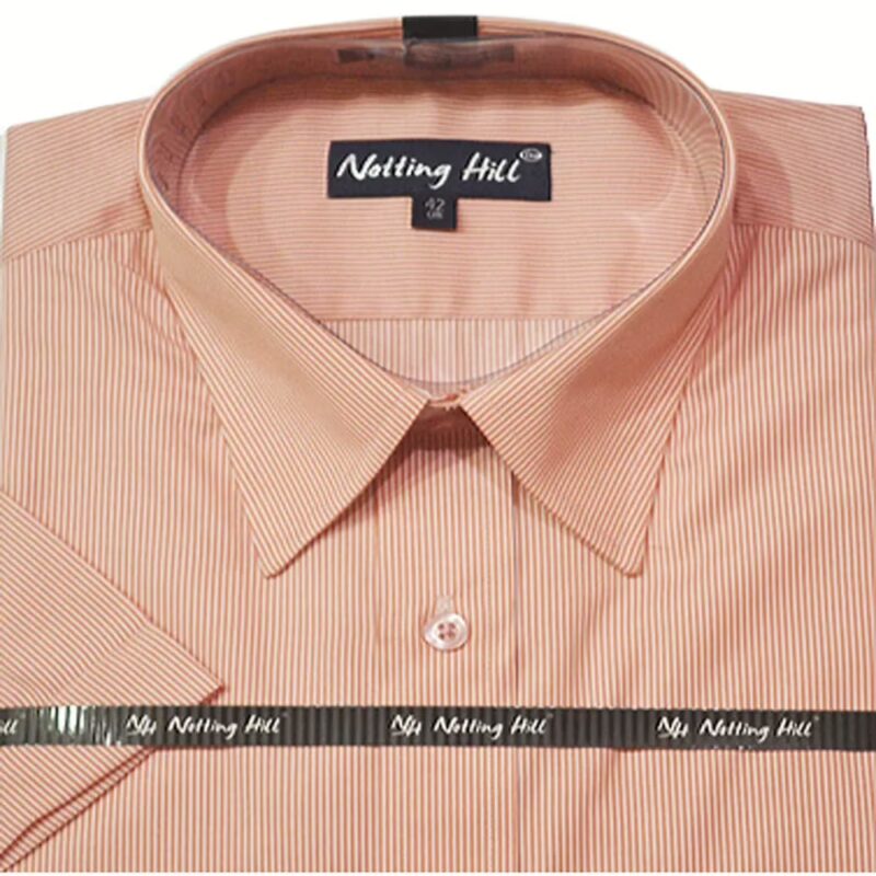 Notting Hill Orange White Striped Half Sleeves Cotton Blend Shirt-Size 42