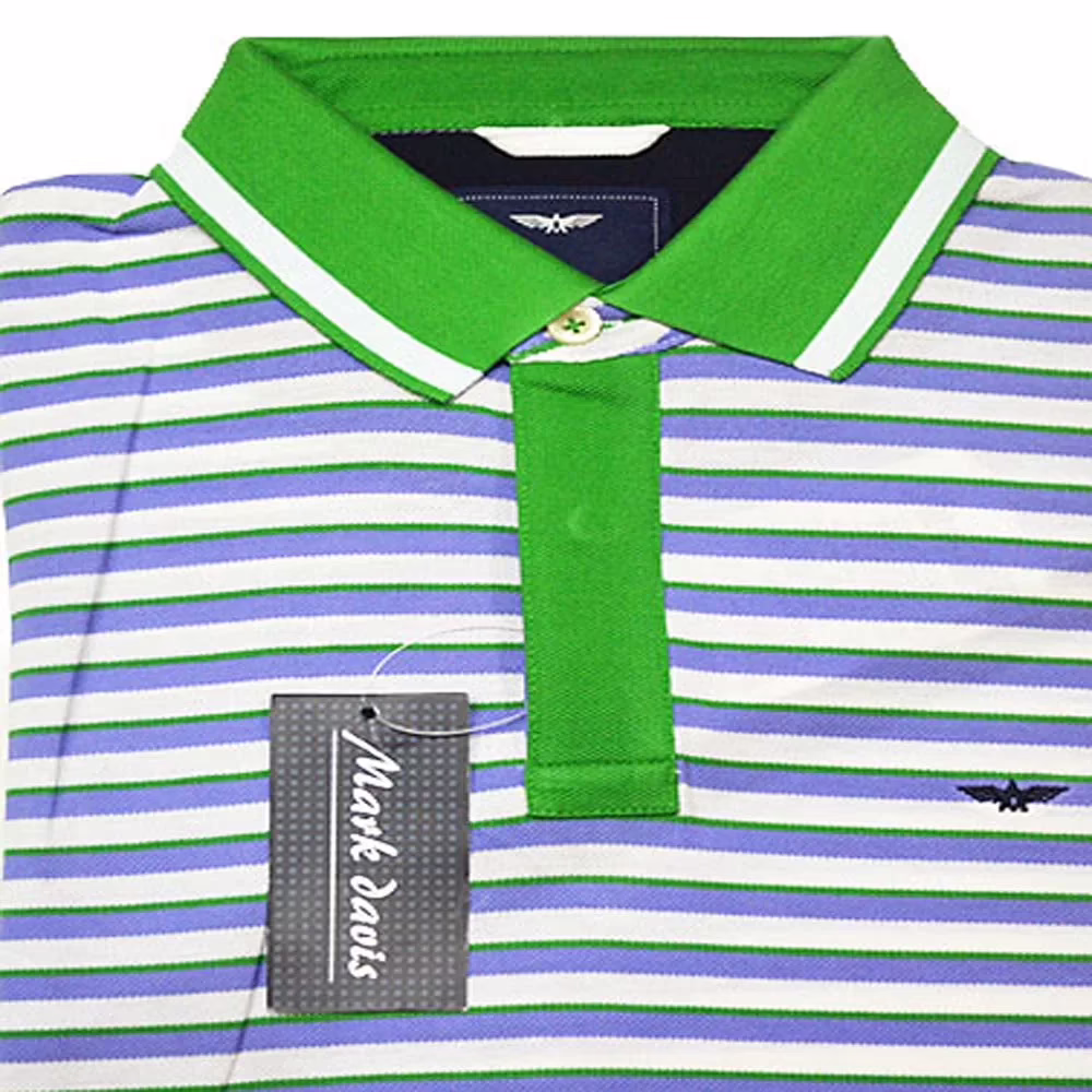 Park Avenue Purple Green White Striped Cotton Half Sleeves T-Shirt-Size S