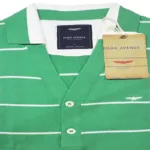 Park Avenue Tipped White Green Stripes Half Sleeves Cotton T-Shirt-Size S