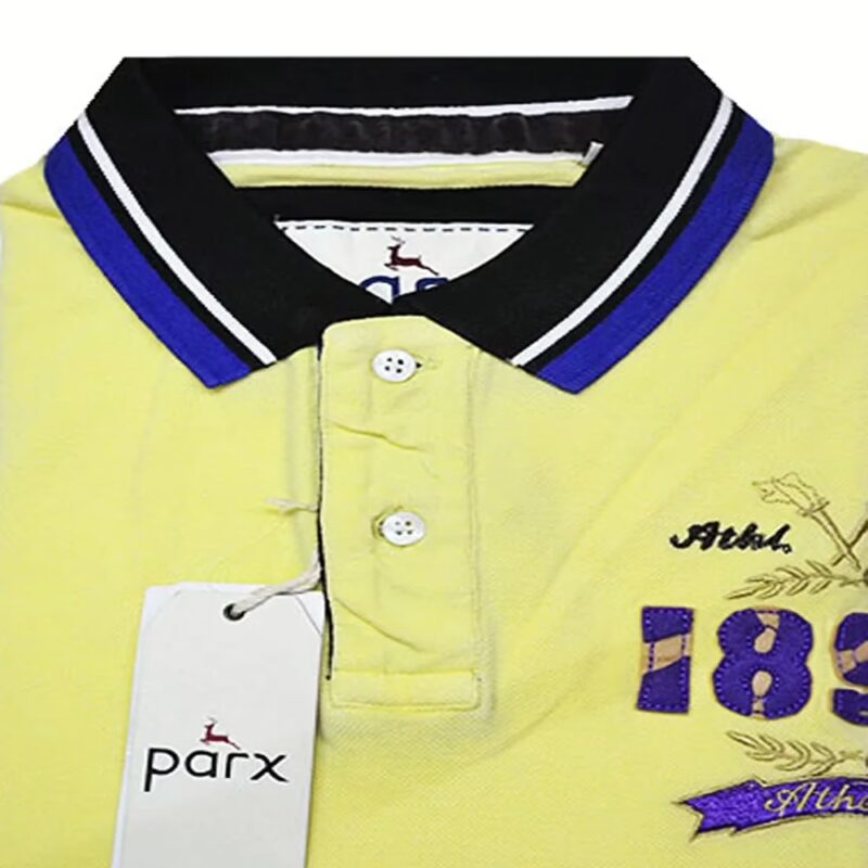 Parx Authentic Casuals Blue White Black Tipped Lemon Cotton Half Sleeves T-Shirt-Size M,L