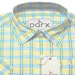 Parx Authentic Casuals Bluish Green Yellow White Lined Check Shirt-Size 38