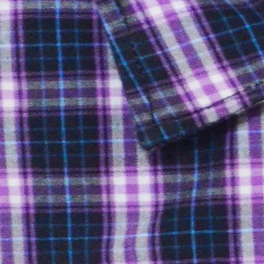 Parx Authentic Casuals Slim Purple Check Navy Blue Half Sleeves Cotton Shirt-Size 39 - Image 2