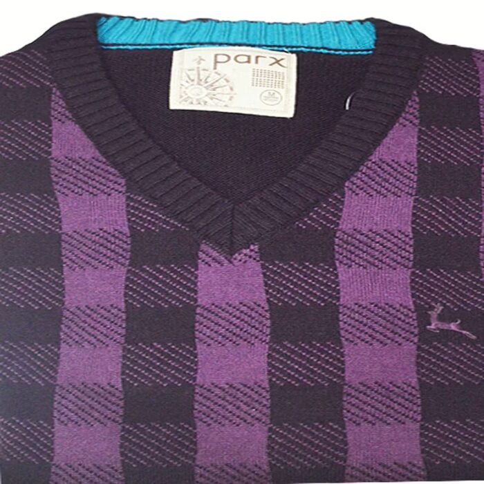 Parx Purple Black Checked Pullover