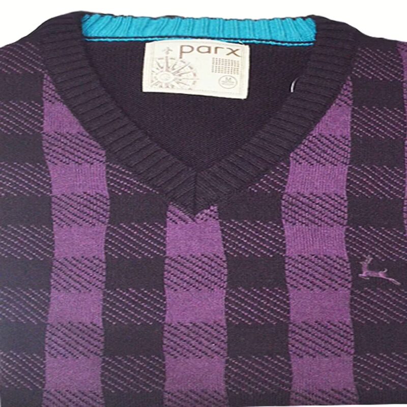 Parx Purple Black Checked Pullover