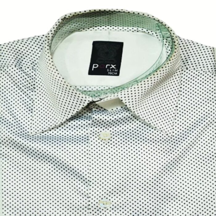 Parx Slim Black Dotted White Shirt Size-40