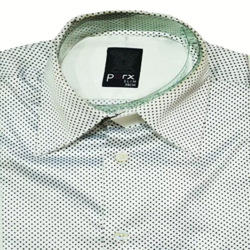 Parx Slim Black Dotted White Shirt Size-40