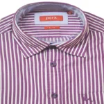 Parx Slim Purple White Striped Cotton Half Sleeves Shirt-Size 42