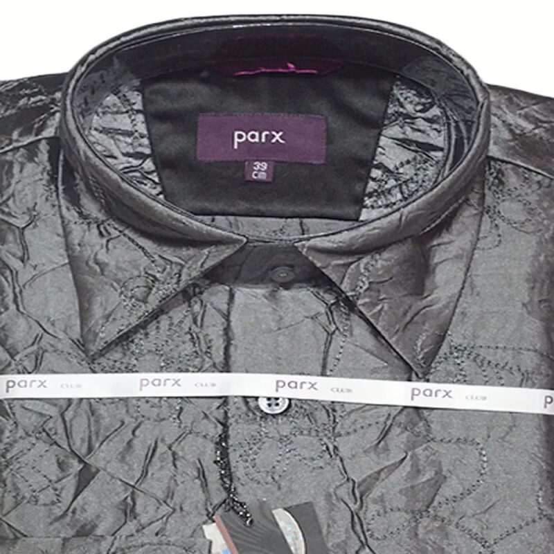 Parx Thread Work Wrinkle Black Full Sleeve Shirt Size 39