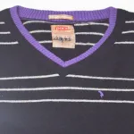 Parx White Stripes Purple Tipped Black Pullover