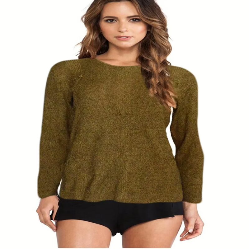 Pasin Mustard Women Round Neck Pullover Top