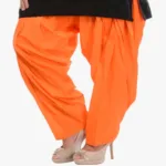 Plain Orange Cotton Patiala Salwar