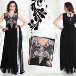 Pazaar Afreen Black Embroidered Anarkali Salwar Kameez