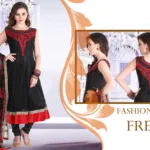 Pazaar Afreen Black Embroidered Anarkali Salwar Kameez