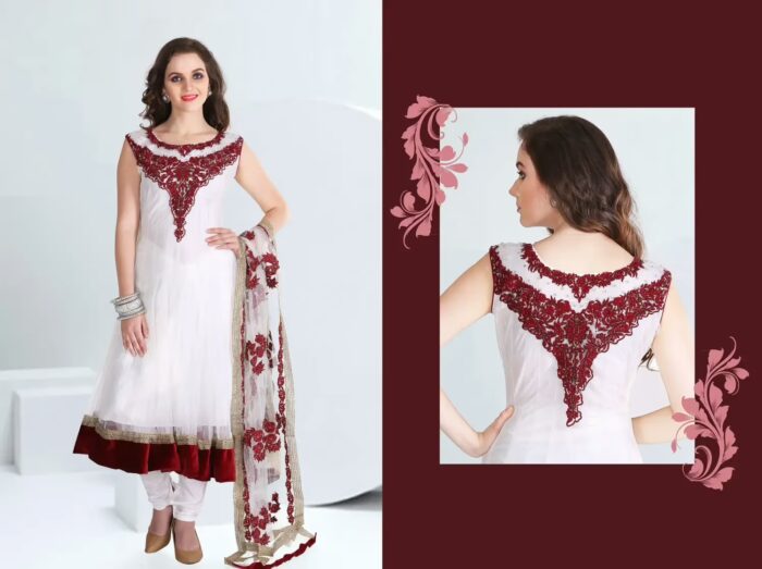 Pazaar Afreen Off-white Embroidered Anarkali Salwar Kameez
