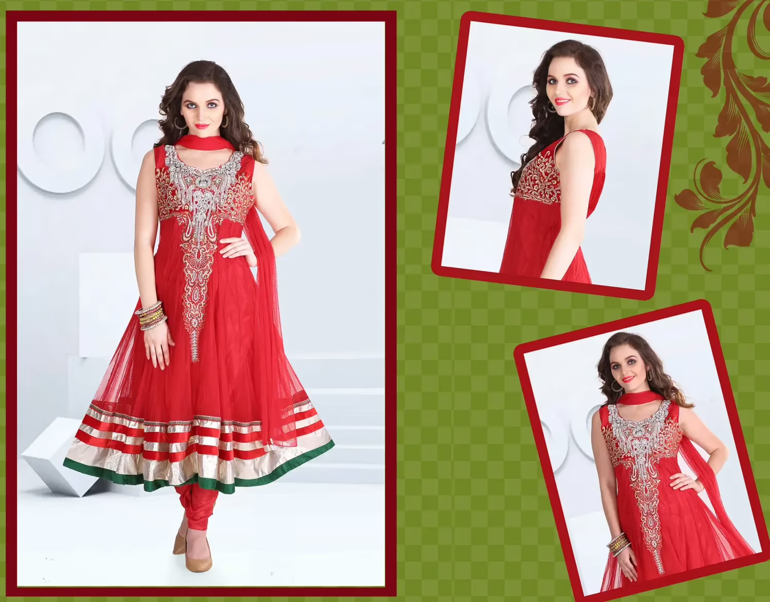 Pazaar Afreen Rose Madder Red Embroidered Anarkali Salwar Kameez