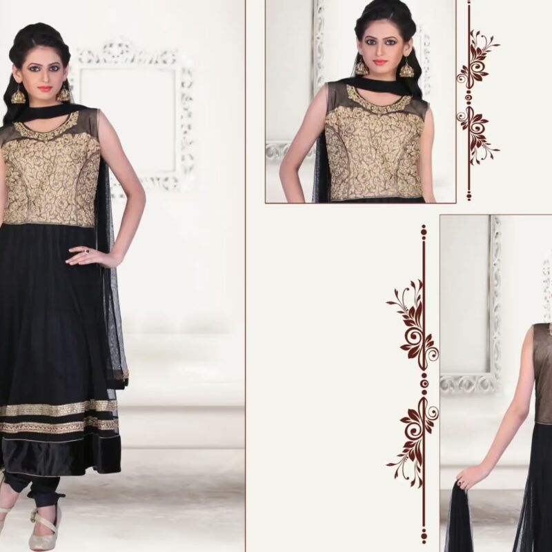Pazaar Kaanchi Black Embroidered Anarkali Salwar Kameez