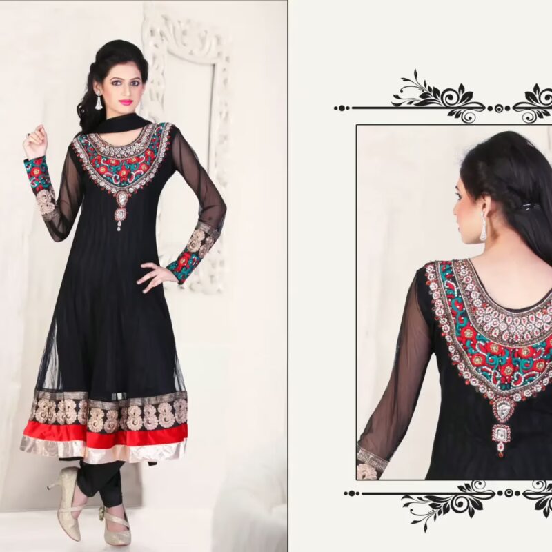 Pazaar Kaanchi Black Embroidered Anarkali Salwar Kameez