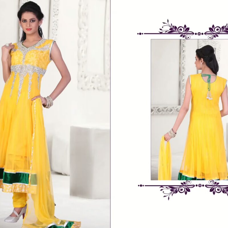 Pazaar Kaanchi Golden Yellow Embroidered Anarkali Salwar Kameez
